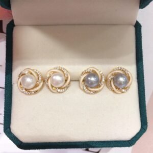 boucle d'oreille perle de culture grise