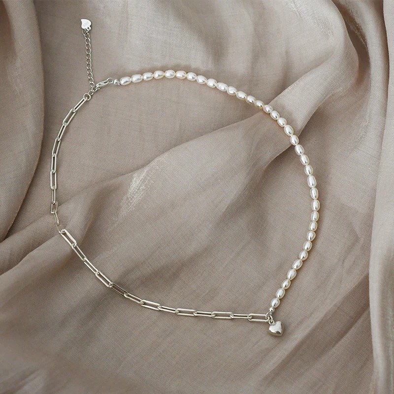 collier argent et perle de culture