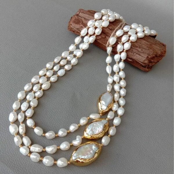 collier perles de culture 3 rangs
