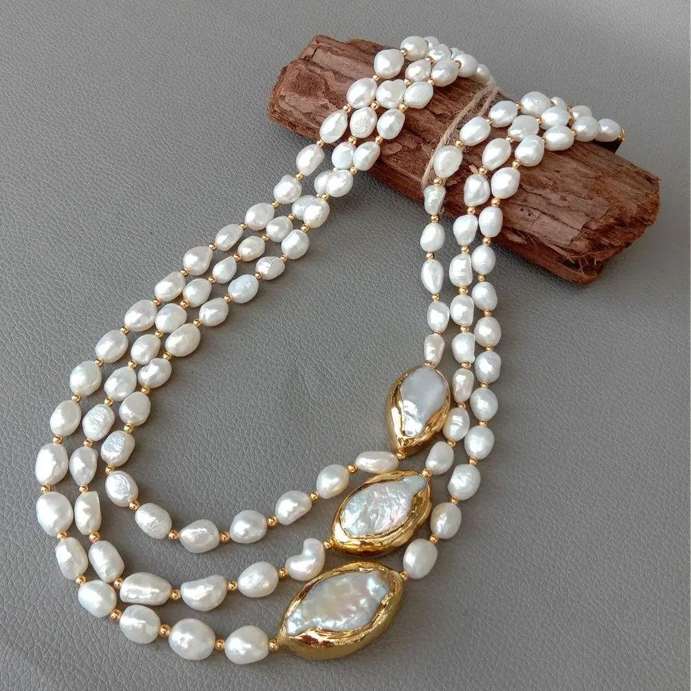 collier perles de culture 3 rangs