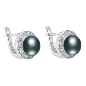 boucle d'oreille perle de culture noire