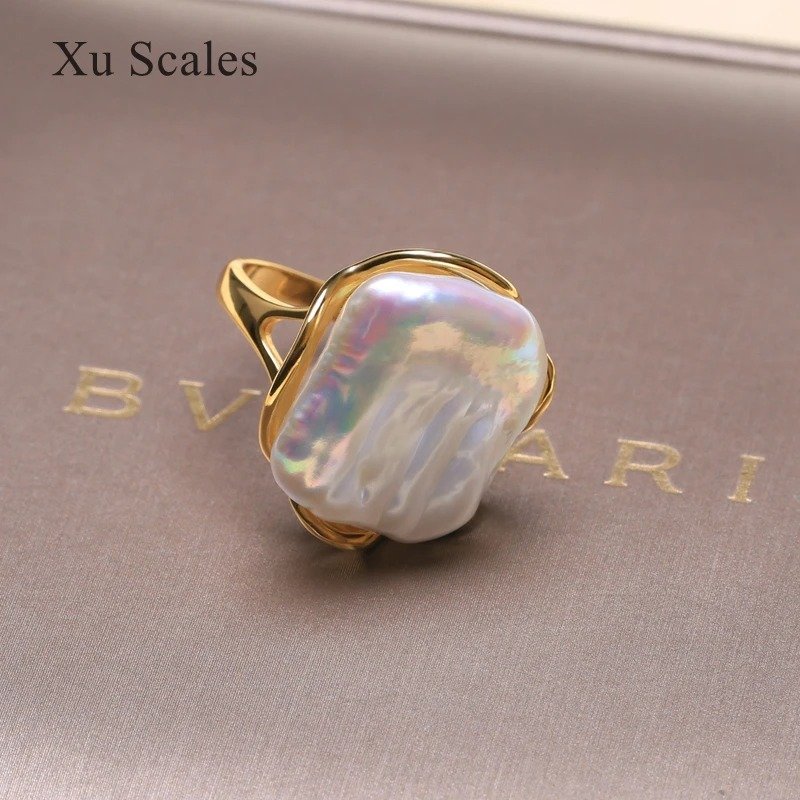 bague or perle de culture blanche