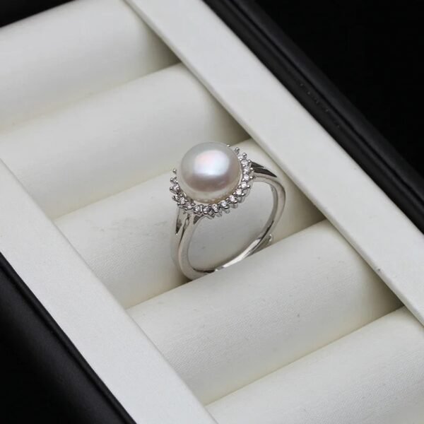 bague perle de culture grise