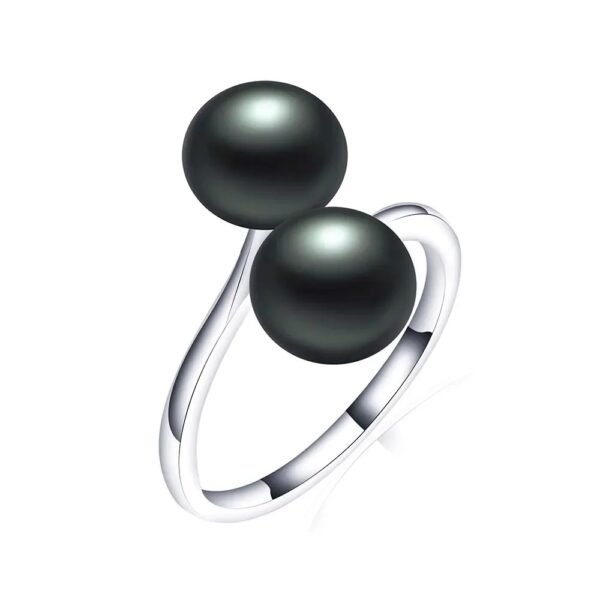bague avec perle de culture noire