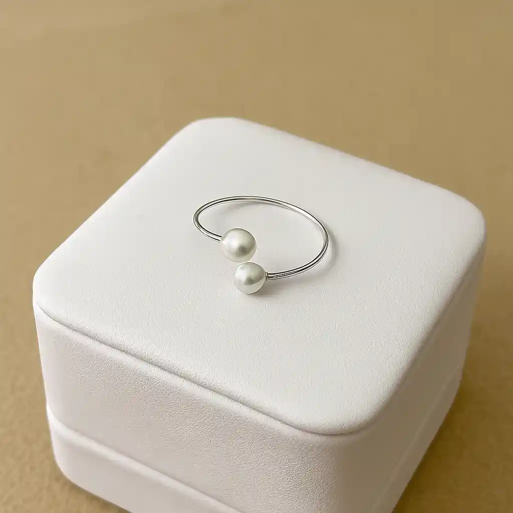bague argent perle de culture blanche – Image 3